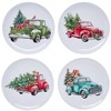 Set of 4 Festive Holiday Truck Melamine Plates