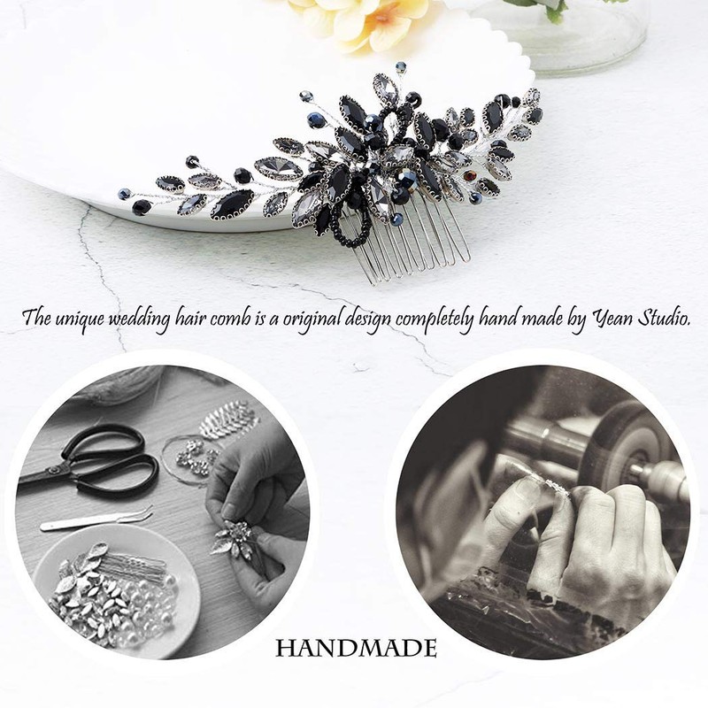 Unicra - Peines para el pelo para novia, color negro