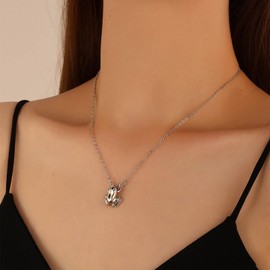 Inateannal Boho Frog Pendant Necklace Chain Silver Small Frog Necklace Cute Frog Chain Necklace Lucky Frog Animal Necklace Choker Jewelry for Women Men