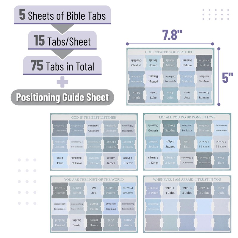 Mr. Pen- Bible Tabs, 75 Tabs, Laminated Bible Tabs for