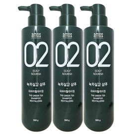 Amos Green Tea Real Revitalizing Hair Loss Shampoo Refreshing Oily Shampoo 500g, 3 pcs. / 아모스 녹차실감 리바이탈라이징 탈모 샴푸 산뜻한 지성샴푸 500g, 3개