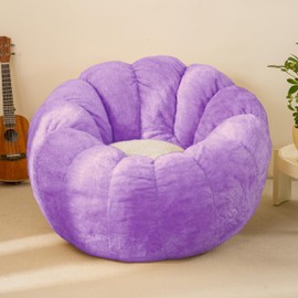 IEVENW Pumpkin Bean Bag Sofa Chair, Bean Bag Chair with Filler for Teens, Kids, Toddler, Comfy and Lazy Sofa for Dorm, Apartment, Living Room and Bedroom, Violet