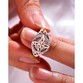 LANWLOSI Witches Knot Ring for Women Dainty Witches Protection Knot Ring Anillo Nudo De Bruja Plata Celtic-Knot Jewelry Spiritual Gifts