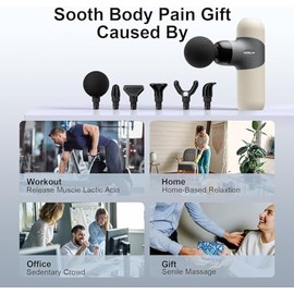 Morelax Mini Massage Gun, Handy Massage Gun with 6 Massage Heads, 4 Speeds, Best Gift, Massage Gun for Muscle Soreness and Stiffness
