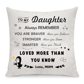 Niceter Daughter Gifts Inspirational Throw Pillow Cover Children Throw Pillow Case Pillow Cover from Mom Dad for Girls Funny Gifts Christmas Birthday Gifts Graduation Gift for Daughter (Daughter-3)