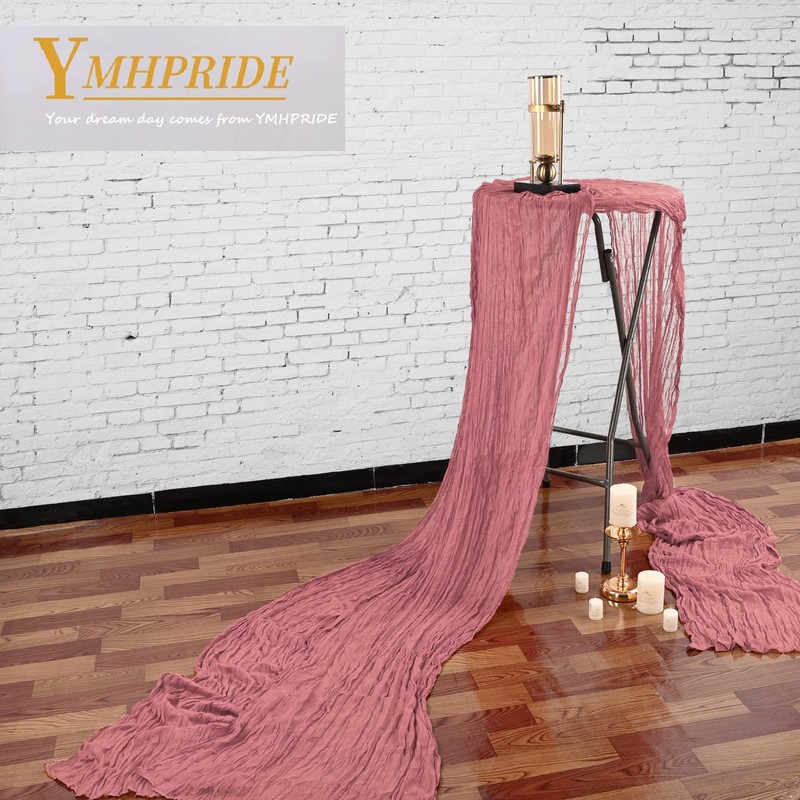 Pack of 2 Cheesecloth Table Runner, Dusty Rose, 90 x