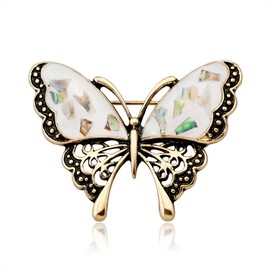 COLORFULBLING Butterfly Brooch pins Women Enamel Insect Pin Lapel Pin Safety Pin（white）