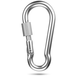Screw Carabiner Pack of 1 | Steel - 230 kg Load Capacity | Size 80 x 8 mm | Steel | Fire Brigade Carabiner Hook | Galvanised | Sports, Transport (Screw Carabiner - 1 Piece)