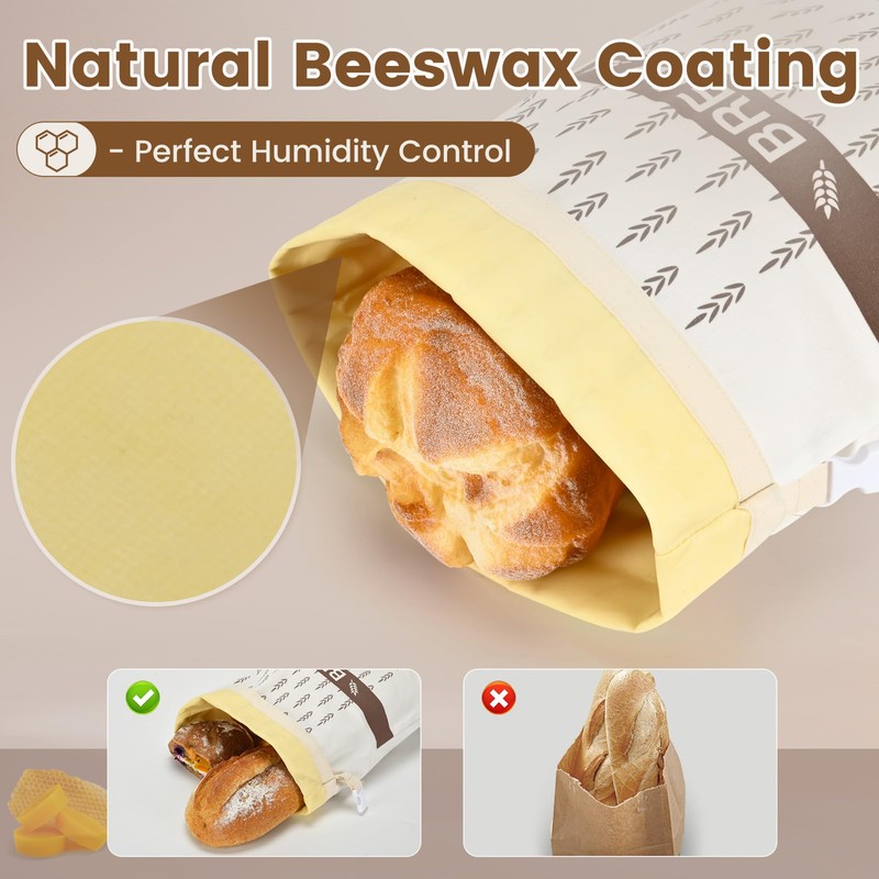 Reusable Beeswax Bread Bags for Sourdough & Homemade Bread, 2