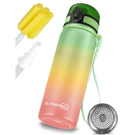 My Vesperbox - Stainless Steel Thermos Drinking Bottle Leak-Proof - with Straw or Strainer - 400 ml, 600 ml - BPA Free - for Nursery, School (Rainbow 600 ml)