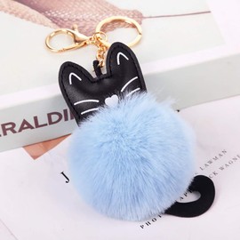 BUZZxSELECTION Women's Cat Cat Animal Key Ring Charm Keychain AC121 (01 Black)