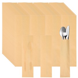 300 Pcs Paper Silverware Bags 10" x 3" Kraft Churro Pretzel Rod Lunch Bags for Restaurant Flatware Holder Chopsticks Holder Wedding Party Tableware (Kraft Color)
