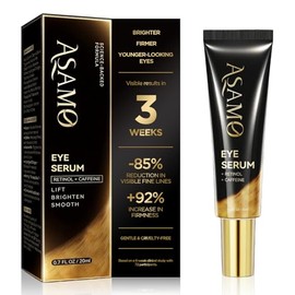 ASAMO Retinol & Vegan Collagen Eye Serum - Rapid Reduction Serum for Bags, Dark Circles and Wrinkles - Firming & Energizing Eye Treatment - 20ml