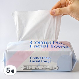 Comet Plain Disposable Face Towel Pouches, 100 Pack, 5 Pieces / 코멧 플레인 일회용 페이스 타올 파우치, 100개입, 5개