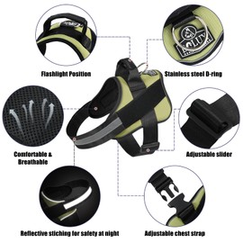 Bolux Dog Harness, No-Pull Reflective Dog Vest, Breathable Adjustable Pet Harness with Handle for Outdoor Walking - No More Pulling, Tugging or Choking