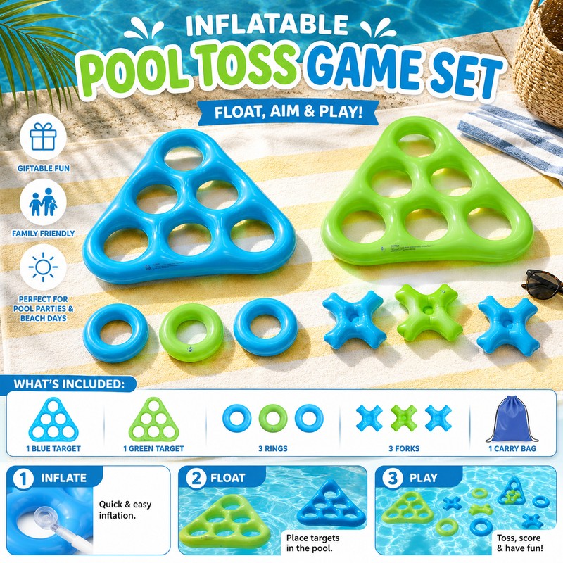 Inflatable Pool Toss Game Set for Family Fun – Floating