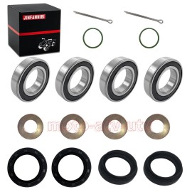 JINFANNIBI Front Wheel Bearings Seals Kit w/ Washer for Yamaha Grizzly 450 YFM450 2007-2014