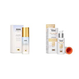 ISDIN Isdinceutics hyaluronic concentrate, serum facial ligero y ultrahidratante + FotoUltra Age Repair Fusion Water SPF 50, Protector Solar Facial de fase acuosa