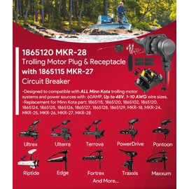 1865120 MKR-28 Trolling Motor Plug and Receptacle with 1865115 MKR-27 Circuit Breaker 60 AMP for 12V/24V/ 36V/48V Trolling Motor Freshwater and Saltwater