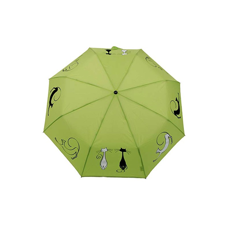 Doppler Mini Pocket Umbrella Open-Close Automatic Cats Friends, lime, cat-themed