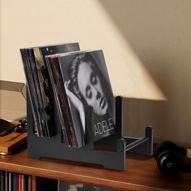 QILICHZ Record Holder,3-Tier Vinyl Record Storage,60LPs Vinyl Holders,Wood Records Display Stand for Records, Album Storage for Book Magazine Vinlys