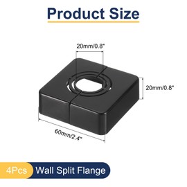 sourcing map 4pcs Shower Arm Flange 60mm/2.4" OD Escutcheon Plate ABS Square Plumbing Cover Plates for 20mm/0.8" Dia Water Pipe Faucet Decoration Accessories, Black