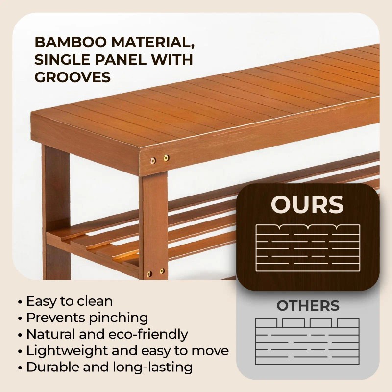 Walnut 3-Tier Bamboo Shoe Rack 35.43 X 11.02 X 17.72