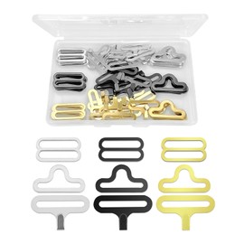 30 Sets Bow Tie Clip, Hardware Bow Tie Clip, Fly Clip Hardware, Tie Clip, Bow Tie Clip, Hook Closure, Bow Tie Hardware Tie Clip for Tie Straps (Black, Silver, Gold), Black, silver, gold