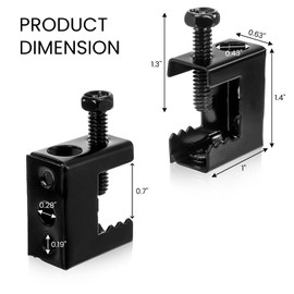 Nagpew 50 Pieces Beam Clamps, 1/4" x 20 Carbon Steel Safety C Clamps with Screws, Heavy Duty Small Thread Rod Clamp for Support J Hooks, Flange, Bridle Rings, Pipe Work