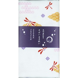 MIKURA Japanese Hand Towel, Senshu Towel, Japanese Lucky Pattern, Dragonfly (Red)