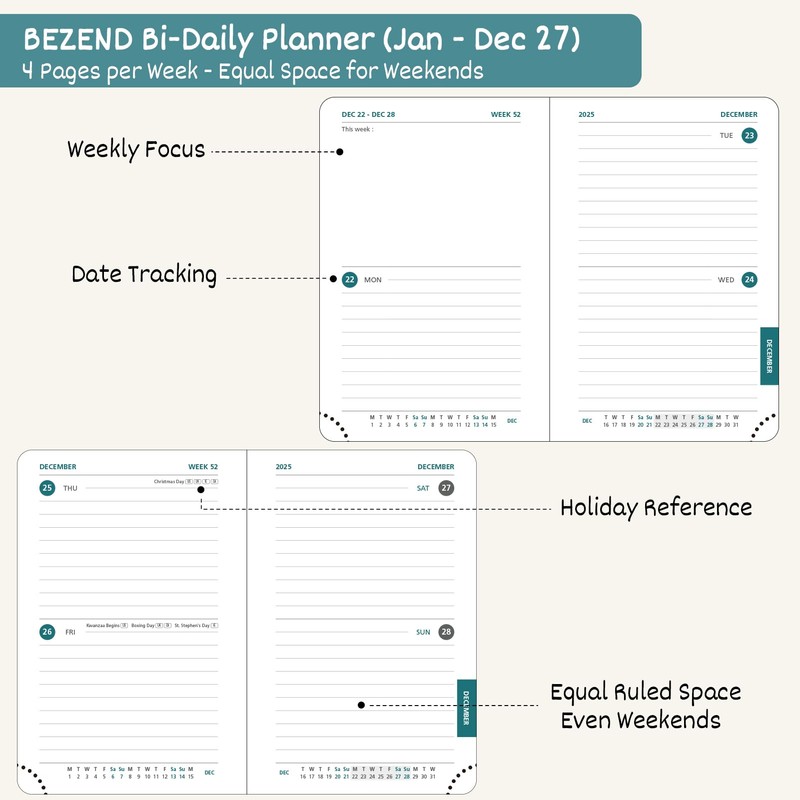 BEZEND Mini Pocket Calendar 2027 Bi-Daily, Weekly Monthly Planner for