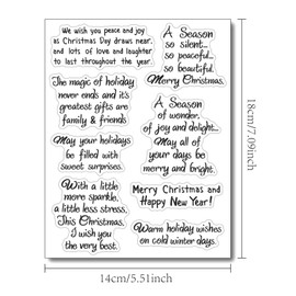 Arbuya - 4 hojas / lote de sentimiento de Navidad para hacer tarjetas, refranes de Navidad, sello de silicona, palabras de bendición de invierno, versos, sellos de goma para tarjetas de día festivo,