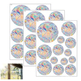 Round Prism Window Stickers, XURJUMI Pack of 39 Suncatcher Bird Anti-Collision Window Stickers, Prism Window Stickers, Electrostatic Adsorption