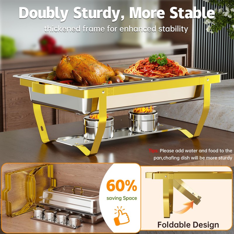 IMXSUMDA 2-Pack Chafing Dishes for Buffet with Glass Lids –