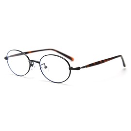 LIGOES Small Oval Glasses Frame Metal Glasses for Office Lady Retro Leopard Literary Style Eyewear, Black Leopard Frame