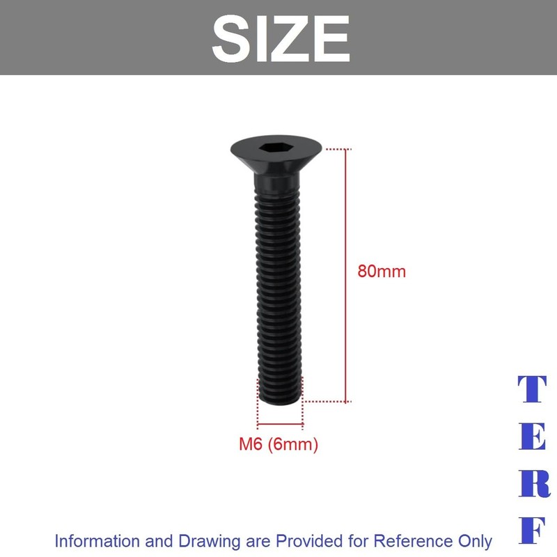 TERF® M6 X 80mm Hex Socket Countersunk Black Machine Screw
