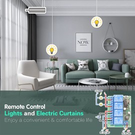 DieseRC DC 12V 24V 4CH Wireless Remote Control Switch DC 6-30V 10A 4-Channels 433Mhz Radio Frequency Relay Receiver with 2 RF Transmitters for Lights Garage Door Motor Awning