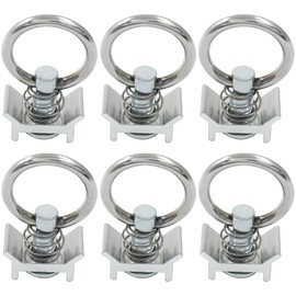 Cionyce 6 Pack L Track Tie Down O Ring, Single Stud Fitting L Track 4,000LB Capacity with Stainless Steel Round Ring Aluminum Keeper for Airline Track Logistic Installation