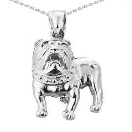 Claddagh Gold Fine Sterling Silver Bulldog Charm Pendant Necklace with 18" Chain