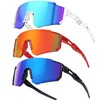 3PACK Kids Youth Baseball Sunglasses,Sports Sunglasses for Boys Girls,cycling Running