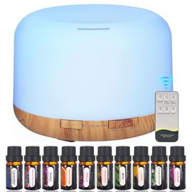 Difusor de Aceites EsencialesHumidificador de aire 500ml, humificador de aromas - Temporizadores con Control Remoto7 Colores difusor de aromas, Ideal 