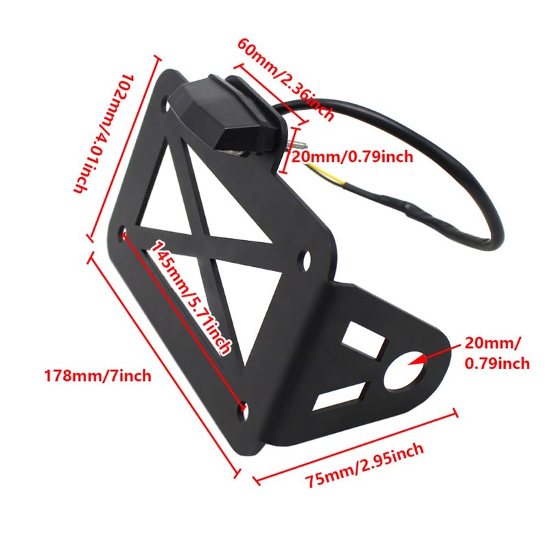 KACEPAR Motorcycle Side Mount LED Tail Light License Plate Holder