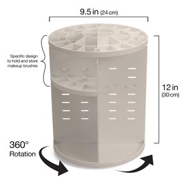 MobileVision Makeup Organizer Rotating Tabletop Cosmetic & Toiletry Holder Adjustable Shelving for Brushes, lotions, perfumes, Nail Polish, Skin Care & More, White