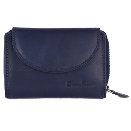 Chunkyrayan Genuine Leather Women's Purse, High-Quality, Vintage, RFID Protection, Includes Leather Keyring Leather, Blue