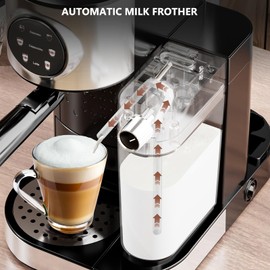 COWSAR Espresso Machine 20 Bar, Cappuccino & Latte Machine with Automatic Milk Frother, for Ground Coffee & Capsules, Quick Brew Dual Boiler, 57oz Water Tank, Expresso Machines for Home, Touchscreen