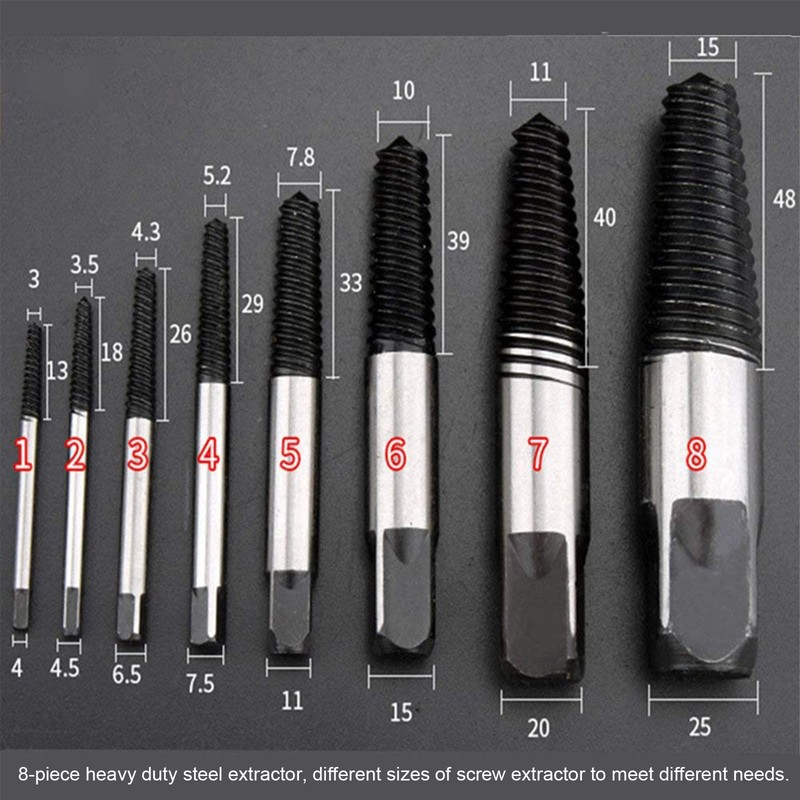 8 Pcs Screw Extractor Set, Broken Pipe Screw Extractor Remover,