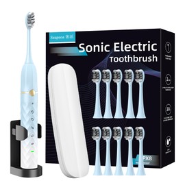 Electric Toothbrush Set, Equipped with 10 Brush Heads and Travel case, IPX8 Waterproof, 2-Minute Timer, 42000 high-Frequency Vibrations, 5 Modes, The First Choice for Gift Giving