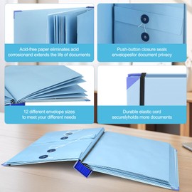 Folio Document Organizer with Labels, Important Folders with Pockets, According Expanding File Folder Organizer with Multi Pocket for Desk Important Document Binder for School,Offices(Blue)