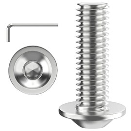 Valorada M6 Bolts, M6 x 20mm Flanged Button Head Socket Cap Screw Bolts, Allen Socket Drive, Stainless Steel 304, Full Thread, with Hex Spanner, Pack of 20