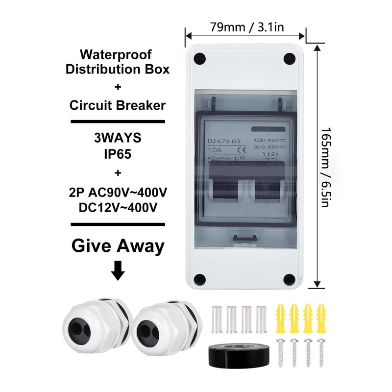 2P DC Mini Circuit Breaker IP65 Waterproof Pa66 Disconnect Switch